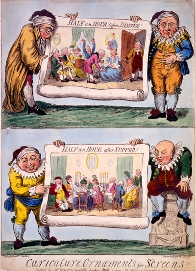 Ornamenti caricaturali per schermi, 1800 da Isaac Cruikshank